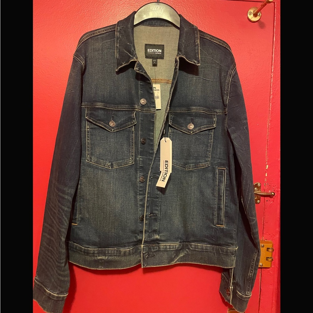 Express Dark Wash Stretch Denim Jacket